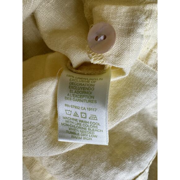 Sigrid Olsen Womens 100% Linen Button Up Shirt L Yellow Lagenlook Collared Tunic - Picture 6 of 16